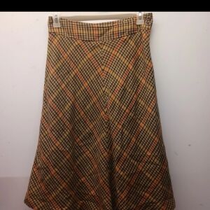 Cato Skirt - Plaid Lined Classic Retro Brown and Orange Womens Size 8